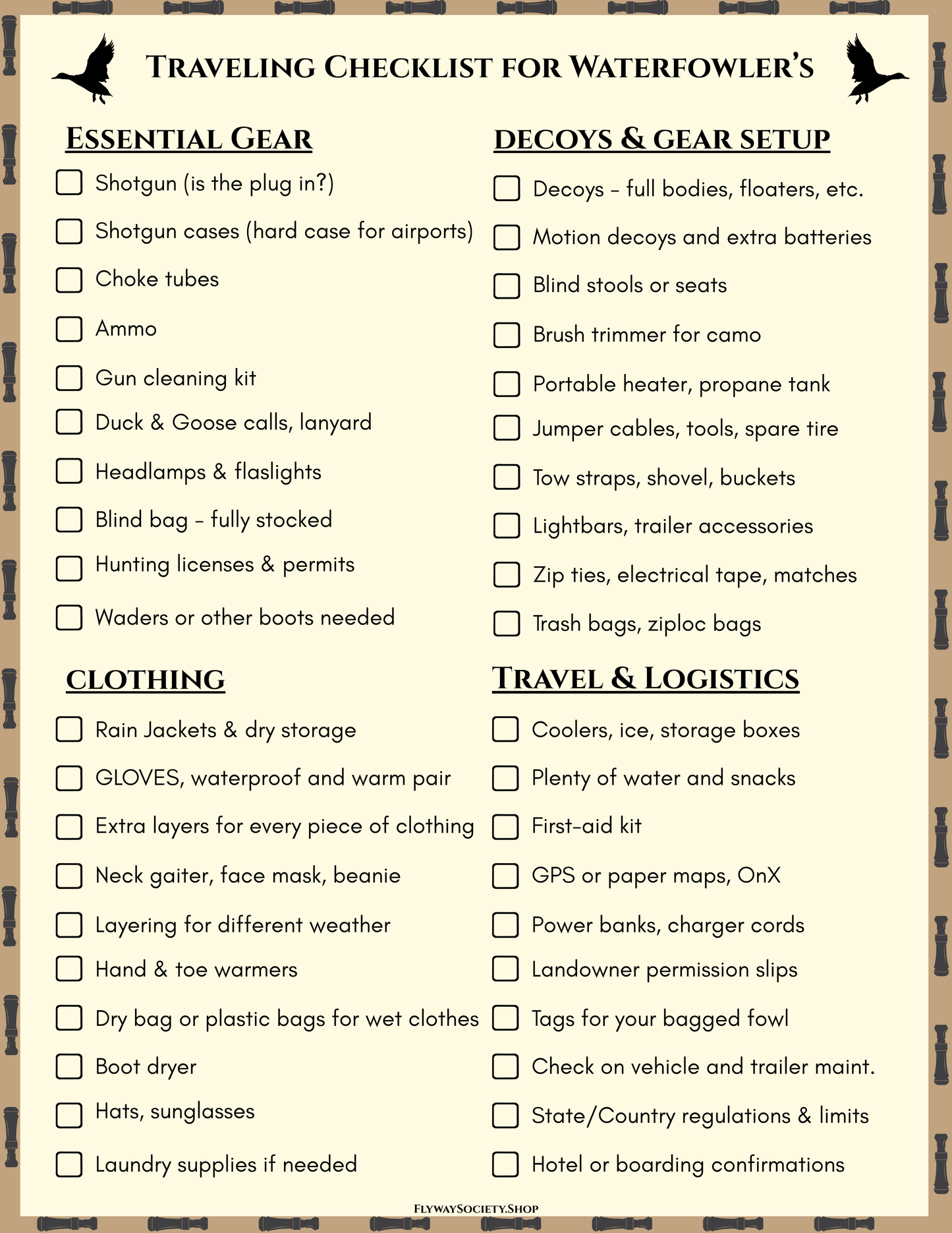 Ultimate Traveling Waterfowl Checklist