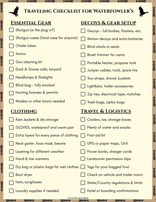 Ultimate Traveling Waterfowl Checklist