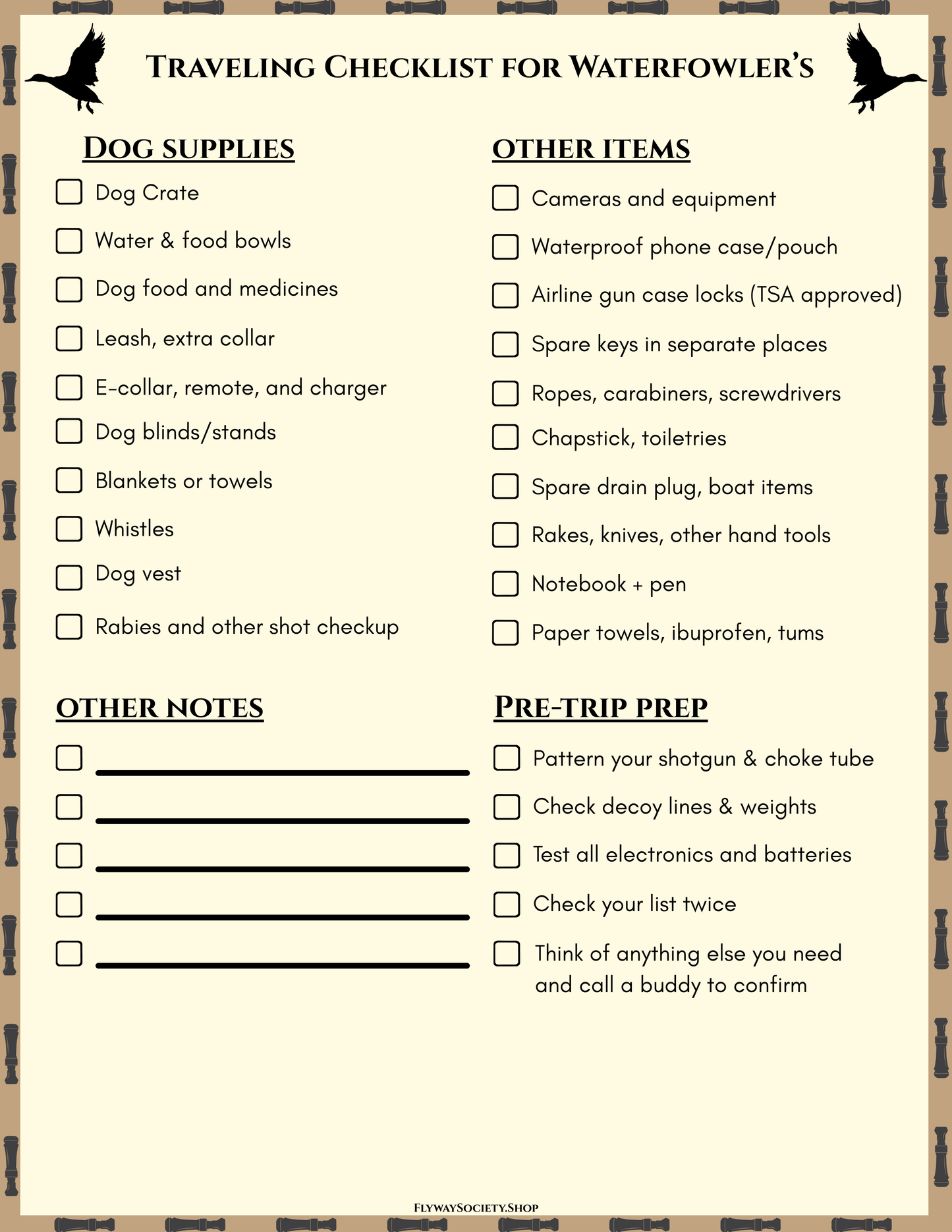 Ultimate Traveling Waterfowl Checklist