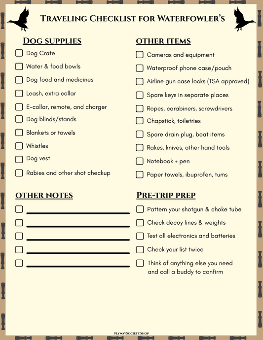 Ultimate Traveling Waterfowl Checklist