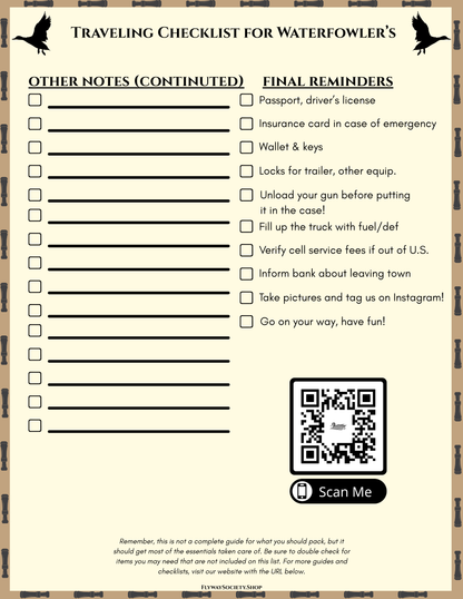 Ultimate Traveling Waterfowl Checklist